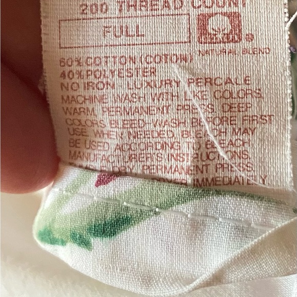 Vintage Waverly Fieldcrest Belle Rive Floral Full Flat Sheet White Eyelet Ruffle - Picture 3 of 3